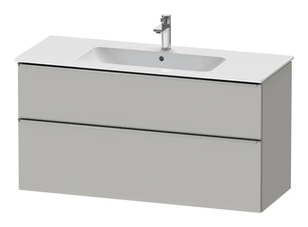 Duravit D-Neo Waschtischunterschrank mit 2 Auszügen Griff Edelstahl Gebürstet 1210 x 625 x 462 mm - Betongrau Matt Markenprodukt