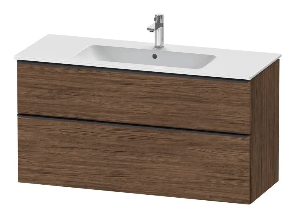 Duravit D-Neo Waschtischunterschrank mit 2 Auszügen Griff Diamantschwarz Matt 1210 x 625 x 462 mm - Nussbaum dunkel Matt Wochenendangebot