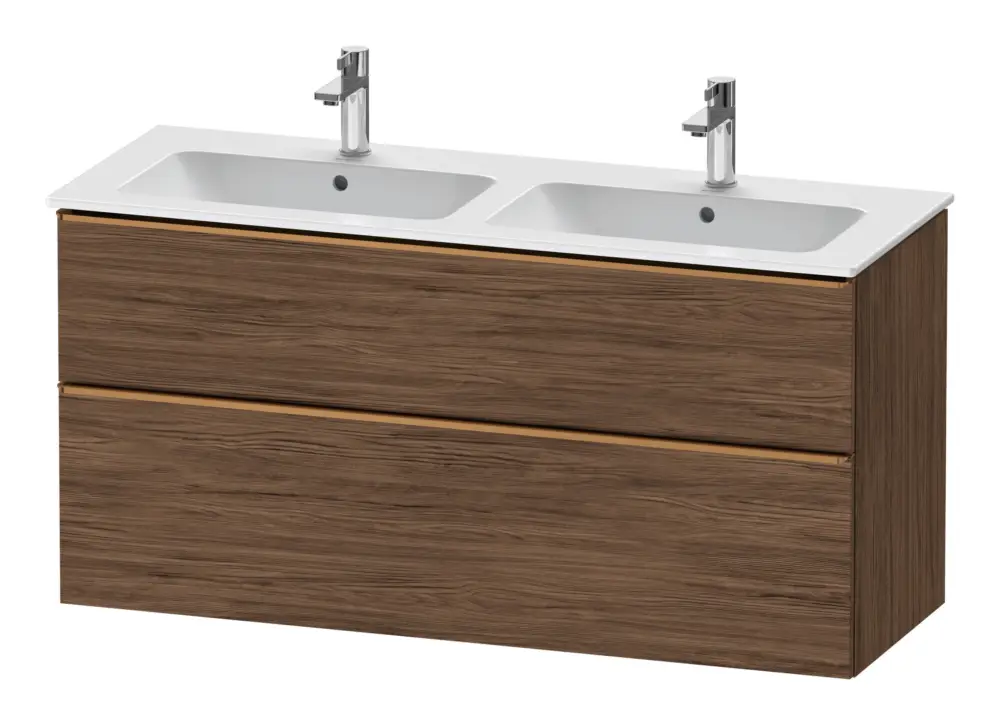Duravit D-Neo Waschtischunterschrank für 2 Becken mit 2 Auszügen Griff Bronze Gebürstet 1280 x 625 x 462 mm - Nussbaum dunkel Matt Sonderangebot