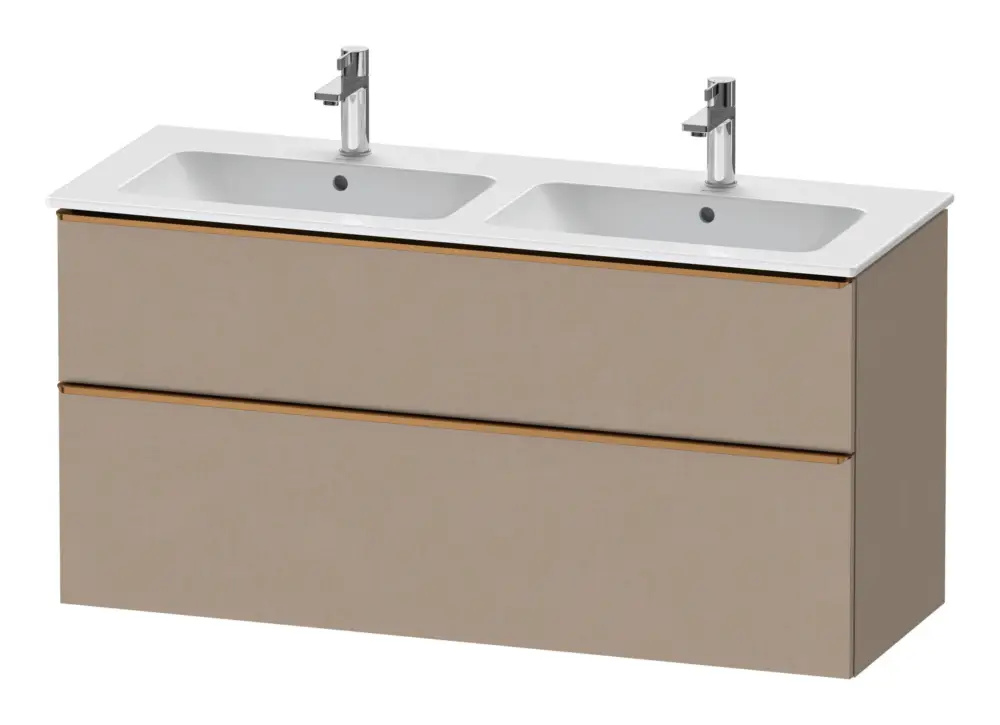 Duravit D-Neo Waschtischunterschrank für 2 Becken mit 2 Auszügen Griff Bronze Gebürstet 1280 x 625 x 462 mm - Leinen Matt Direkt Vom Hersteller