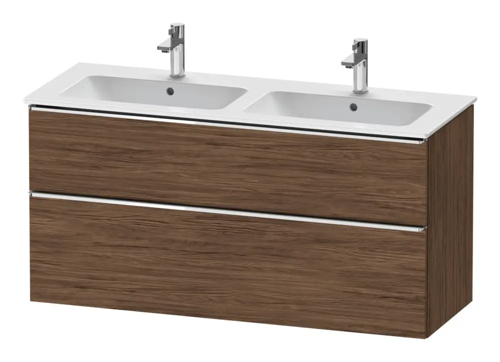 Duravit D-Neo Waschtischunterschrank für 2 Becken mit 2 Auszügen Griff Chrom Hochglanz 1280 x 625 x 462 mm - Nussbaum dunkel Matt Sichere Zahlung