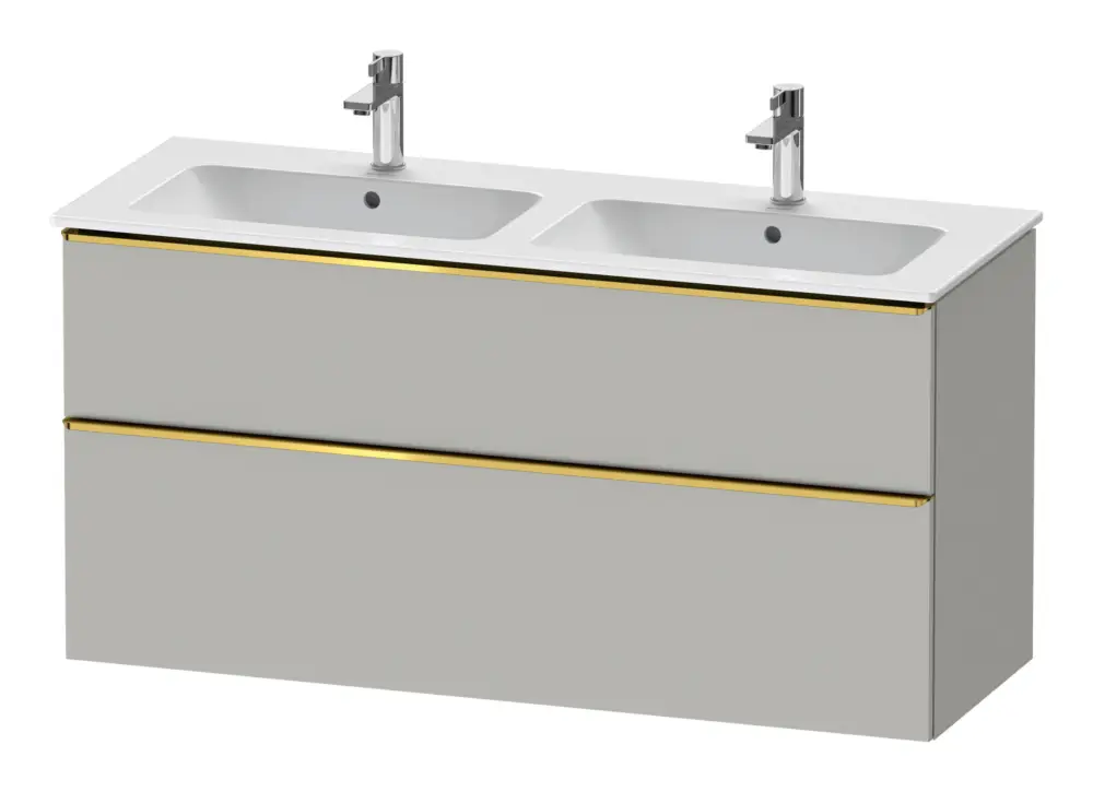 Duravit D-Neo Waschtischunterschrank für 2 Becken mit 2 Auszügen Griff Gold Poliert 1280 x 625 x 462 mm - Betongrau Matt Rabatt