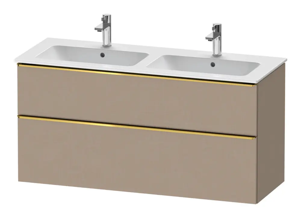 Bestseller Duravit D-Neo Waschtischunterschrank für 2 Becken mit 2 Auszügen Griff Gold Poliert 1280 x 625 x 462 mm - Leinen Matt