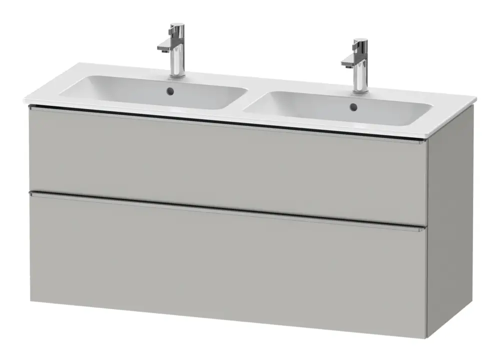 Duravit D-Neo Waschtischunterschrank für 2 Becken mit 2 Auszügen Griff Edelstahl Gebürstet 1280 x 625 x 462 mm - Betongrau Matt Jetzt Kaufen