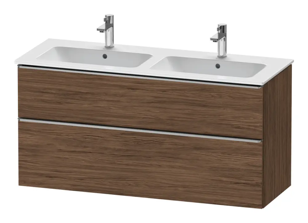 Meistverkauft Duravit D-Neo Waschtischunterschrank für 2 Becken mit 2 Auszügen Griff Edelstahl Gebürstet 1280 x 625 x 462 mm - Nussbaum dunkel Matt