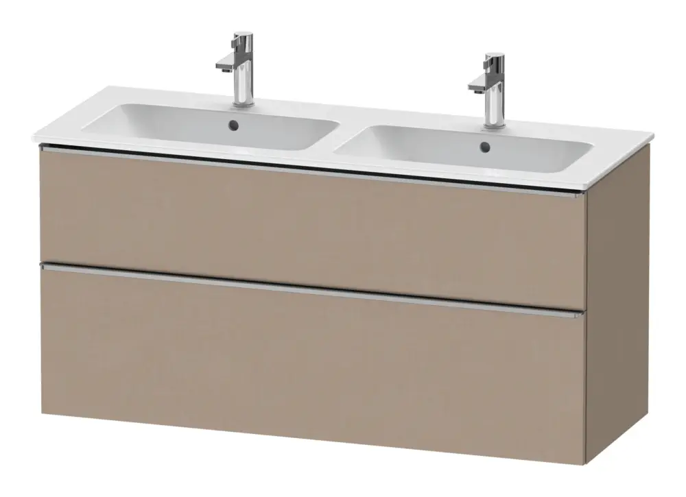 Duravit D-Neo Waschtischunterschrank für 2 Becken mit 2 Auszügen Griff Edelstahl Gebürstet 1280 x 625 x 462 mm - Leinen Matt Garantierte Lieferung