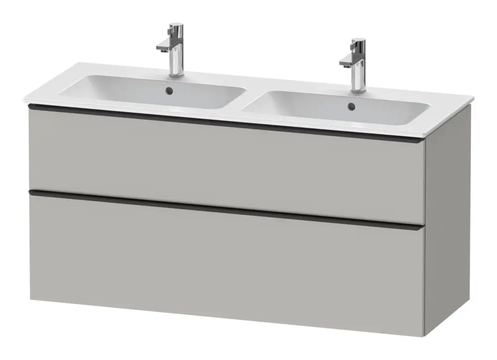 Solange Der Vorrat Reicht Duravit D-Neo Waschtischunterschrank für 2 Becken mit 2 Auszügen Griff Diamantschwarz Matt 1280 x 625 x 462 mm - Betongrau Matt