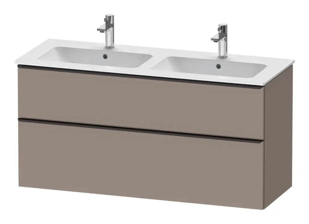 Abverkauf Duravit D-Neo Waschtischunterschrank für 2 Becken mit 2 Auszügen Griff Diamantschwarz Matt 1280 x 625 x 462 mm - Basalt Matt