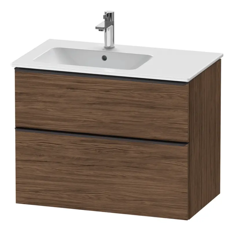 Jetzt Kaufen Duravit D-Neo Waschtischunterschrank für 234583 mit 2 Auszügen Griff Diamantschwarz Matt 810 x 625 x 462 mm - Nussbaum dunkel Matt