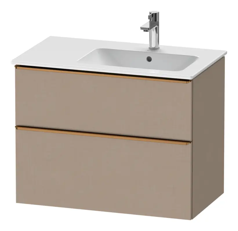 Duravit D-Neo Waschtischunterschrank mit 2 Auszügen Griff Bronze Gebürstet 810 x 625 x 462 mm - Leinen Matt Echt
