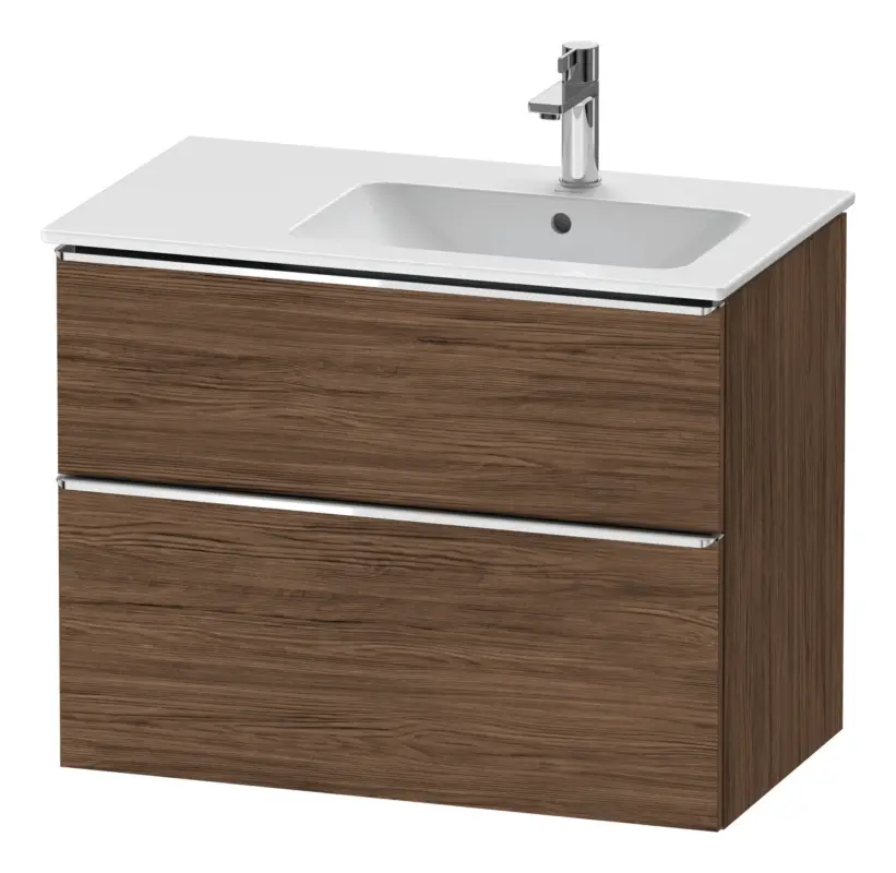 Abverkauf Duravit D-Neo Waschtischunterschrank mit 2 Auszügen Griff Chrom Hochglanz 810 x 625 x 462 mm - Nussbaum dunkel Matt