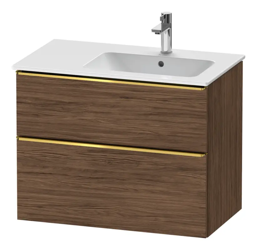 Duravit D-Neo Waschtischunterschrank mit 2 Auszügen Griff Gold Poliert 810 x 625 x 462 mm - Nussbaum dunkel Matt Direkt Vom Hersteller