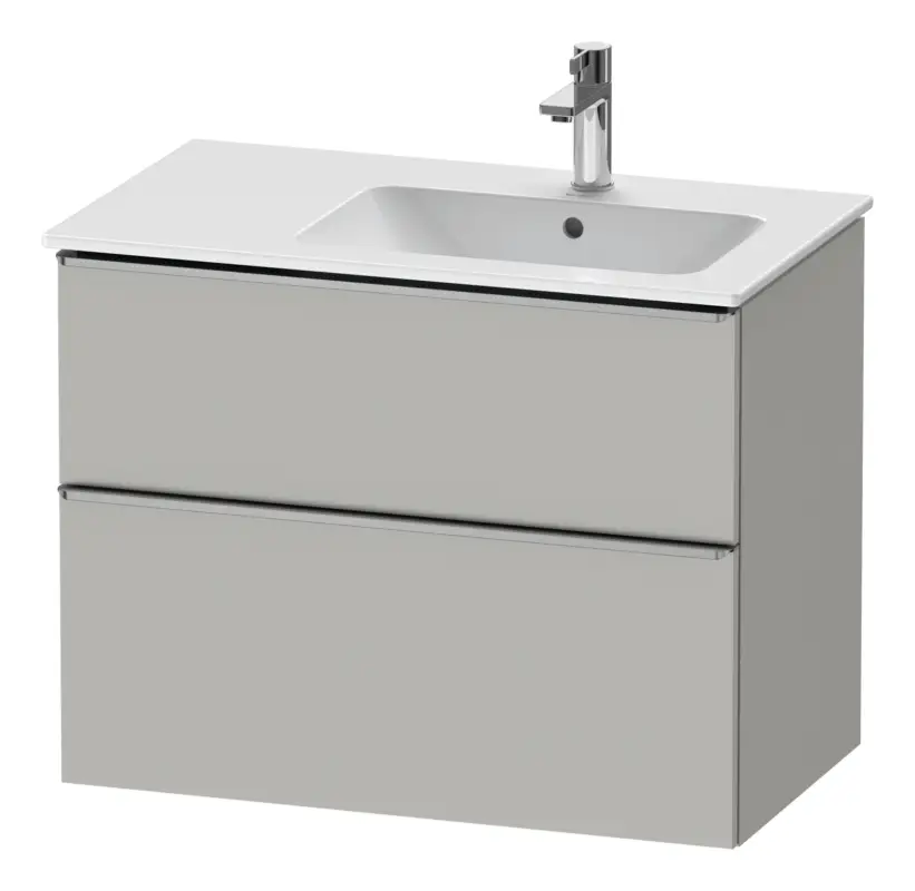Markenprodukt Duravit D-Neo Waschtischunterschrank mit 2 Auszügen Griff Edelstahl Gebürstet 810 x 625 x 462 mm - Betongrau Matt