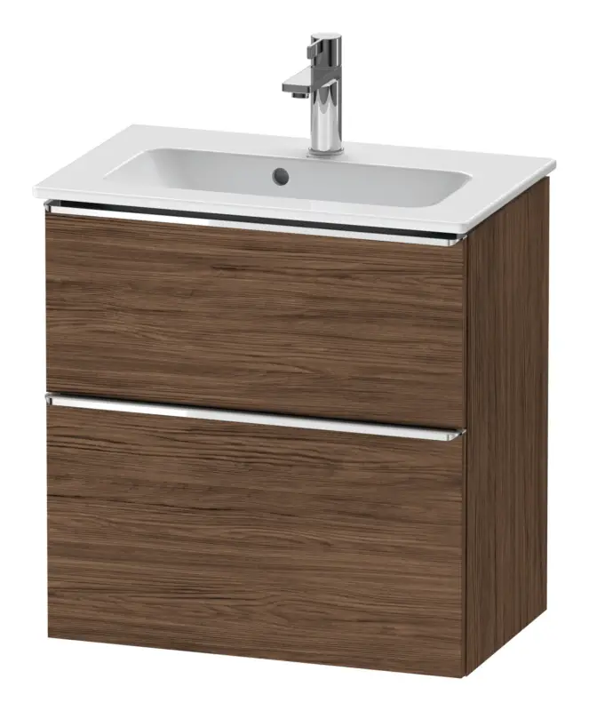 Markenware Duravit D-Neo Waschtischunterschrank mit 2 Auszügen Griff Chrom Hochglanz 610 x 625 x 372 mm - Nussbaum dunkel Matt