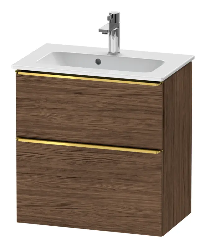 Duravit D-Neo Waschtischunterschrank mit 2 Auszügen Griff Gold Poliert 610 x 625 x 372 mm - Nussbaum dunkel Matt Nur Für Kurze Zeit