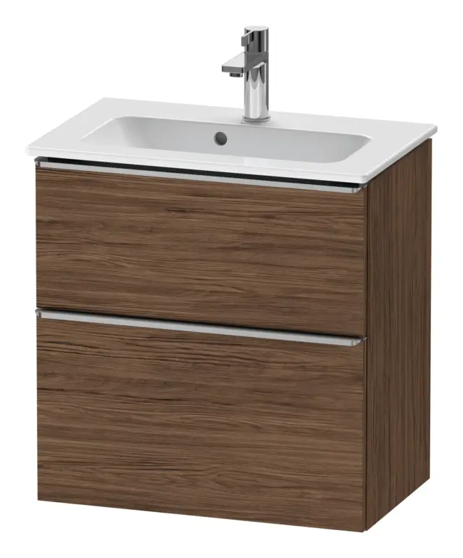 Rabatt Duravit D-Neo Waschtischunterschrank mit 2 Auszügen Griff Edelstahl Gebürstet 610 x 625 x 372 mm - Nussbaum dunkel Matt