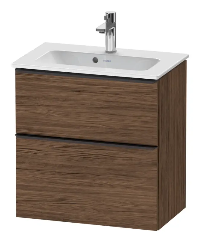Duravit D-Neo Waschtischunterschrank mit 2 Auszügen Griff Diamantschwarz Matt 610 x 625 x 372 mm - Nussbaum dunkel Matt Begrenztes Angebot