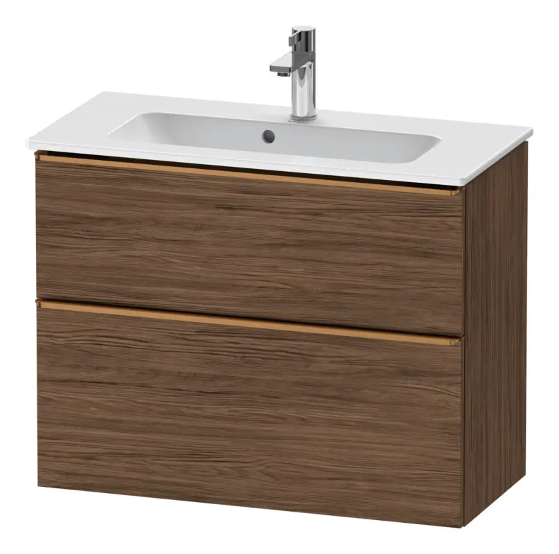 Sofort Bestellen Duravit D-Neo Waschtischunterschrank mit 2 Auszügen Griff Bronze Gebürstet 810 x 625 x 372 mm - Nussbaum dunkel Matt