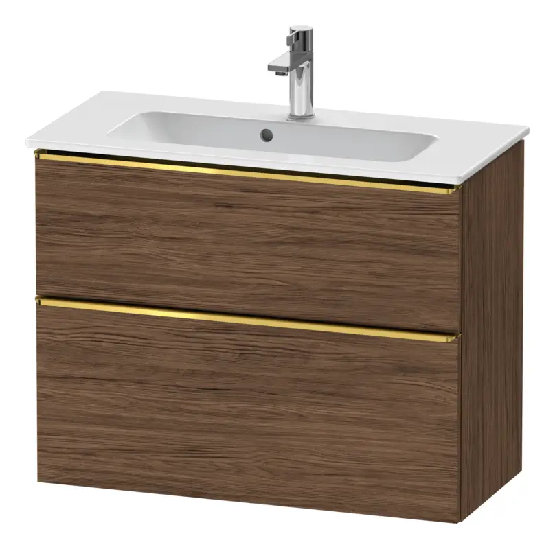 Duravit D-Neo Waschtischunterschrank mit 2 Auszügen Griff Gold Poliert 810 x 625 x 372 mm - Nussbaum dunkel Matt Jetzt Kaufen