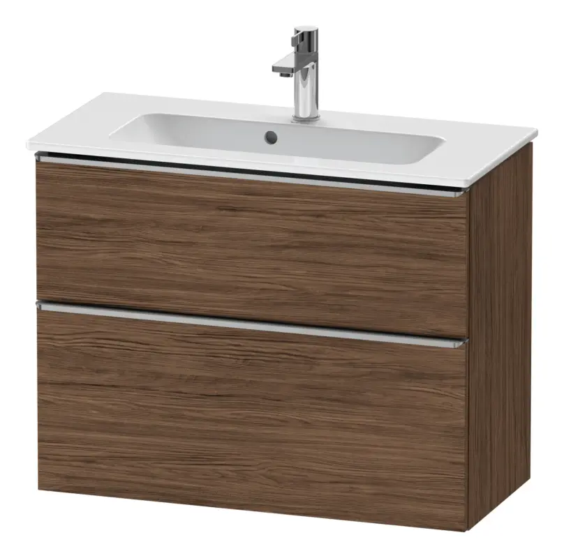 Sofort Bestellen Duravit D-Neo Waschtischunterschrank mit 2 Auszügen Griff Edelstahl Gebürstet 810 x 625 x 372 mm - Nussbaum dunkel Matt