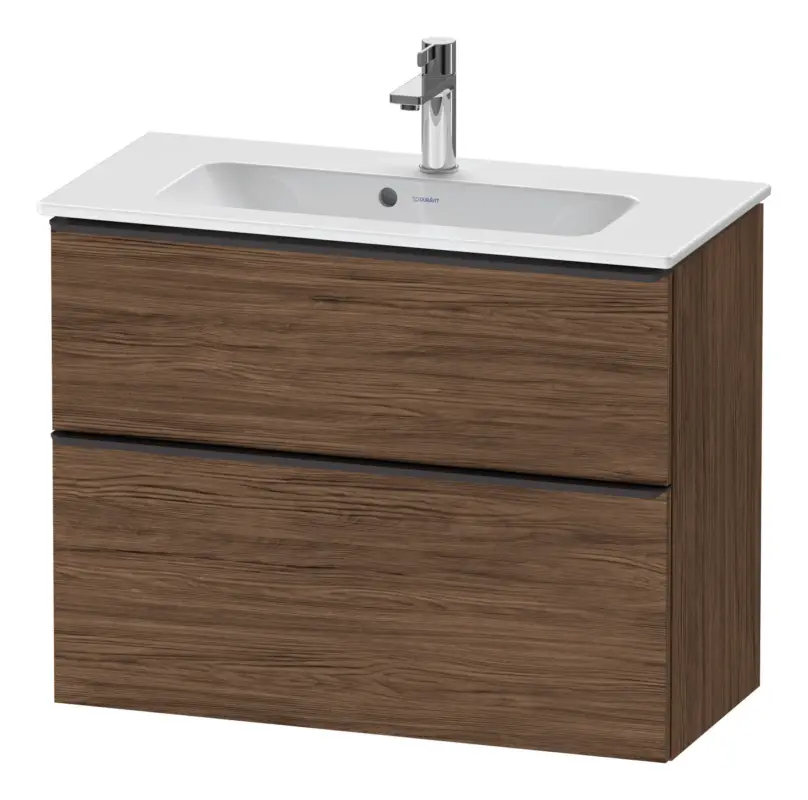 Duravit D-Neo Waschtischunterschrank mit 2 Auszügen Griff Diamantschwarz Matt 810 x 625 x 372 mm - Nussbaum dunkel Matt Sofort Bestellen