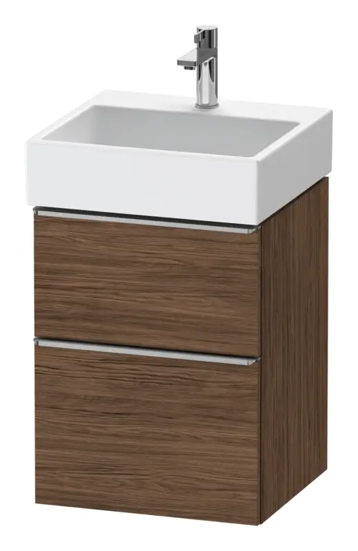 Günstig Duravit D-Neo Waschtischunterschrank mit 2 Auszügen Griff Edelstahl Gebürstet 484 x 625 x 442 mm - Nussbaum dunkel Matt