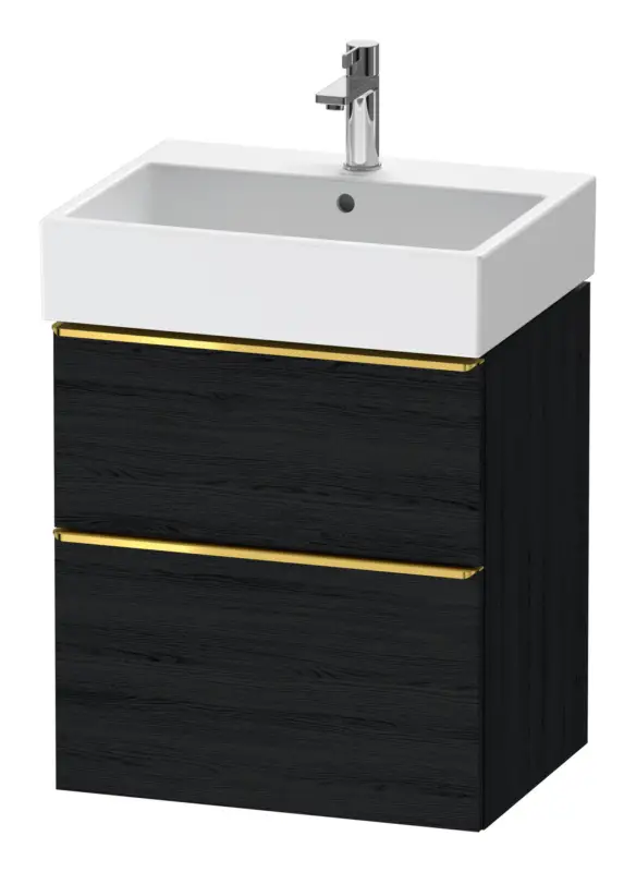 Duravit D-Neo Waschtischunterschrank mit 2 Auszügen Griff Gold Poliert 584 x 625 x 442 mm - Eiche Schwarz Matt Neuheit