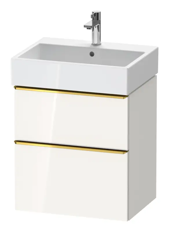 Meistverkauft Duravit D-Neo Waschtischunterschrank mit 2 Auszügen Griff Gold Poliert 584 x 625 x 442 mm - Weiß Hochglanz