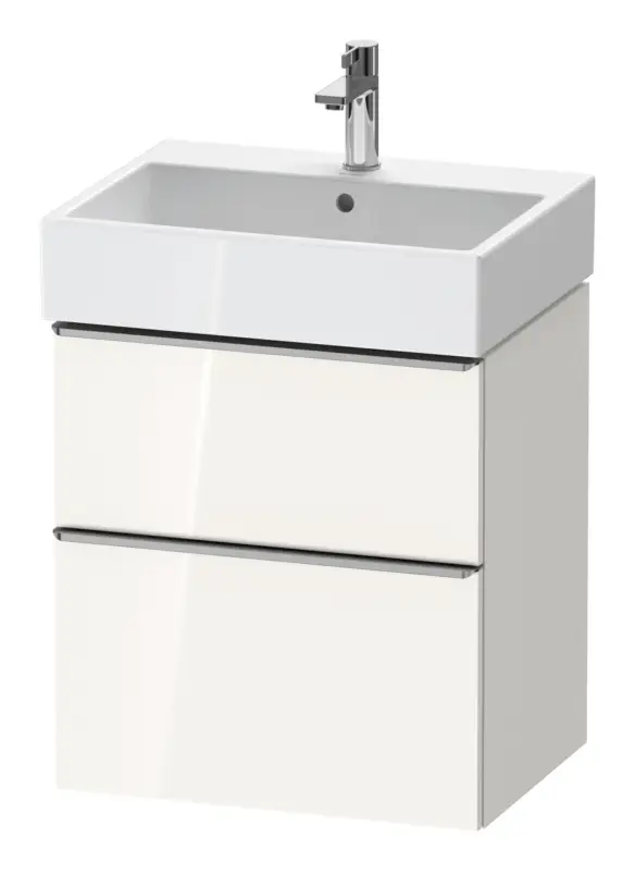 Geprüft Duravit D-Neo Waschtischunterschrank mit 2 Auszügen Griff Edelstahl Gebürstet 584 x 625 x 442 mm - Weiß Hochglanz
