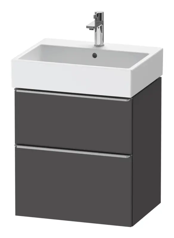 Duravit D-Neo Waschtischunterschrank mit 2 Auszügen Griff Edelstahl Gebürstet 584 x 625 x 442 mm - Graphit Matt Bestseller