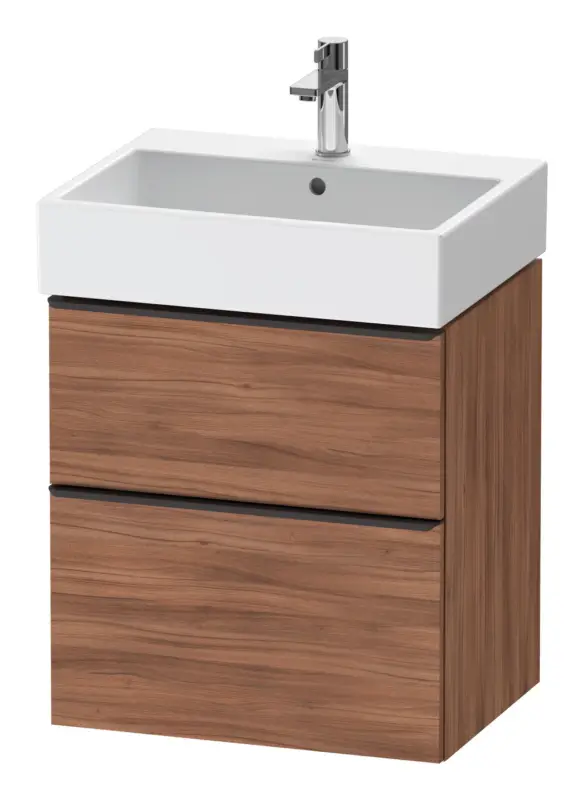 Duravit D-Neo Waschtischunterschrank mit 2 Auszügen Griff Diamantschwarz Matt 584 x 625 x 442 mm - Nussbaum Natur Matt Preisknaller