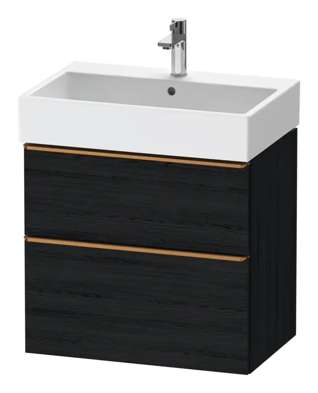Duravit D-Neo Waschtischunterschrank mit 2 Auszügen Griff Bronze Gebürstet 684 x 625 x 442 mm - Eiche Schwarz Matt Neu