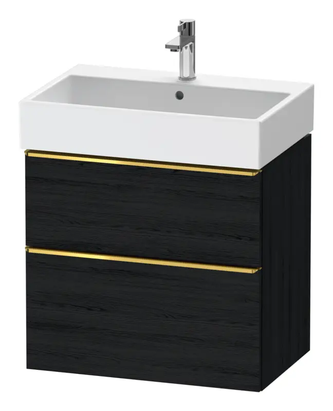 Duravit D-Neo Waschtischunterschrank mit 2 Auszügen Griff Gold Poliert 684 x 625 x 442 mm - Eiche Schwarz Matt Kracherpreis