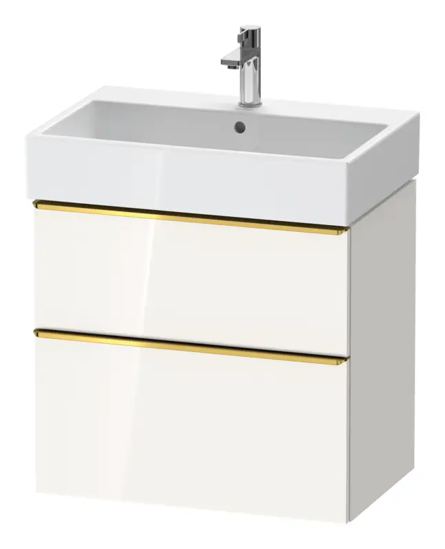 Duravit D-Neo Waschtischunterschrank mit 2 Auszügen Griff Gold Poliert 684 x 625 x 442 mm - Weiß Hochglanz Sonderangebot