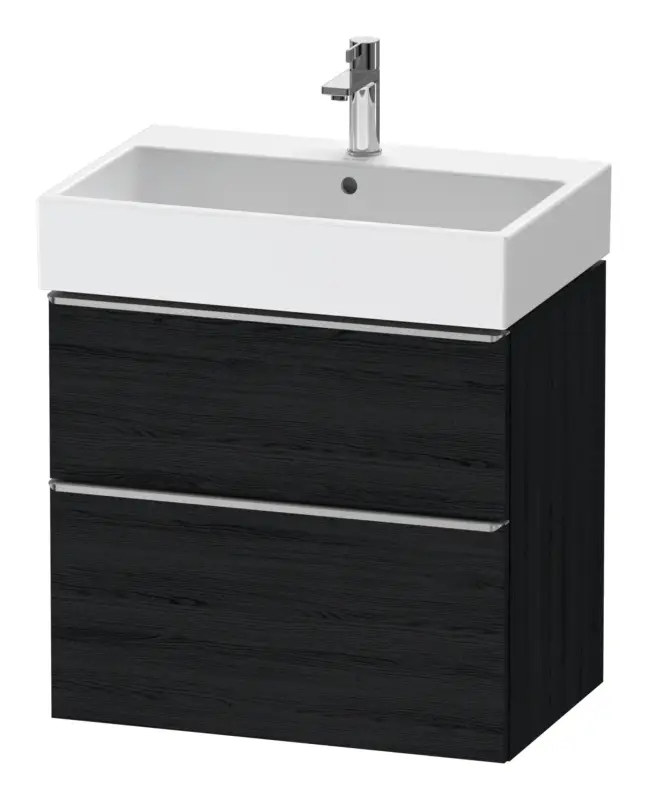 Abverkauf Duravit D-Neo Waschtischunterschrank mit 2 Auszügen Griff Edelstahl Gebürstet 684 x 625 x 442 mm - Eiche Schwarz Matt