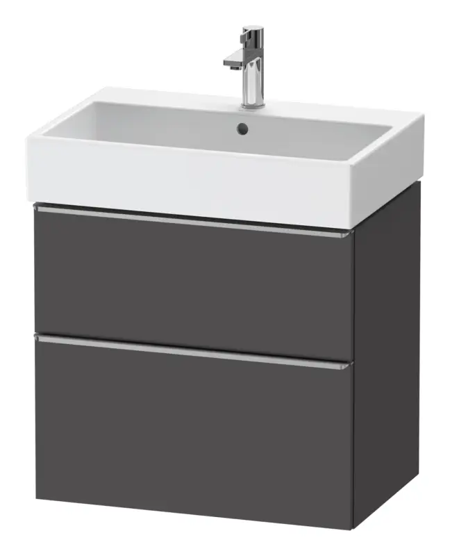 Zertifiziert Duravit D-Neo Waschtischunterschrank mit 2 Auszügen Griff Edelstahl Gebürstet 684 x 625 x 442 mm - Graphit Matt
