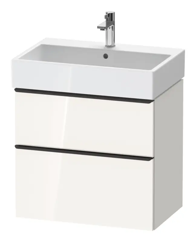 Nur Für Kurze Zeit Duravit D-Neo Waschtischunterschrank mit 2 Auszügen Griff Diamantschwarz Matt 684 x 625 x 442 mm - Weiß Hochglanz