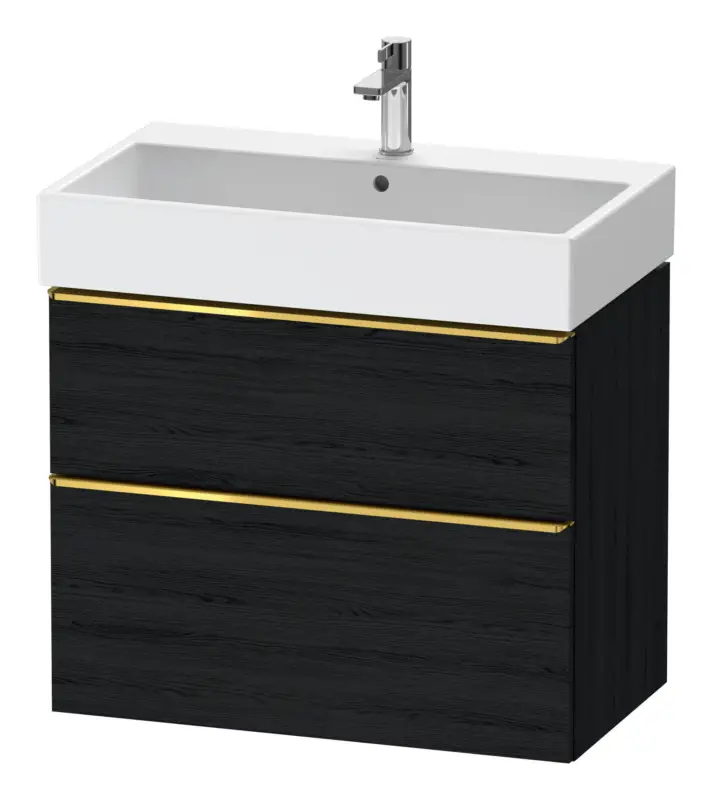 Duravit D-Neo Waschtischunterschrank mit 2 Auszügen Griff Gold Poliert 784 x 625 x 442 mm - Eiche Schwarz Matt Markenware
