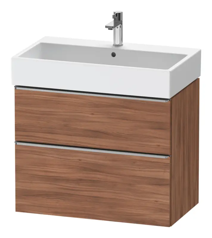 Expressversand Duravit D-Neo Waschtischunterschrank mit 2 Auszügen Griff Edelstahl Gebürstet 784 x 625 x 442 mm - Nussbaum Natur Matt