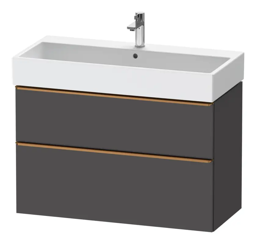 Duravit D-Neo Waschtischunterschrank mit 2 Auszügen Griff Bronze Gebürstet 984 x 625 x 442 mm - Graphit Matt Zertifiziert