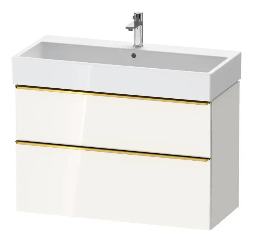 Duravit D-Neo Waschtischunterschrank mit 2 Auszügen Griff Gold Poliert 984 x 625 x 442 mm - Weiß Hochglanz Nur Heute