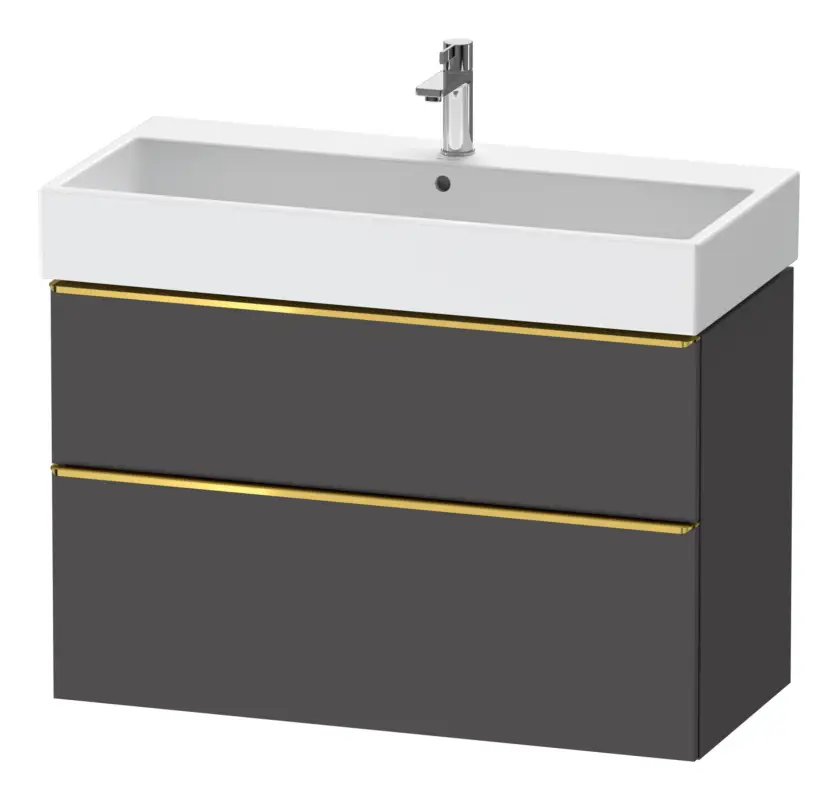Duravit D-Neo Waschtischunterschrank mit 2 Auszügen Griff Gold Poliert 984 x 625 x 442 mm - Graphit Matt Preisreduziert