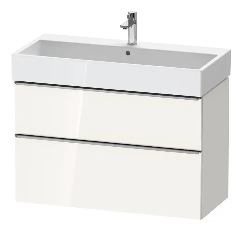 Duravit D-Neo Waschtischunterschrank mit 2 Auszügen Griff Edelstahl Gebürstet 984 x 625 x 442 mm - Weiß Hochglanz Letzte Chance