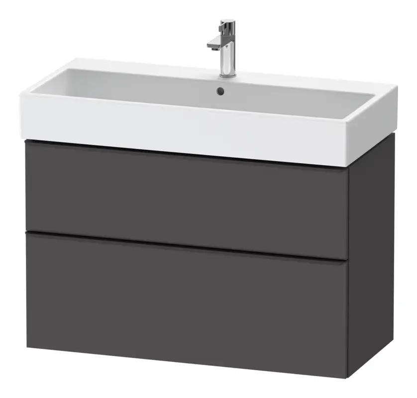 Begrenztes Angebot Duravit D-Neo Waschtischunterschrank mit 2 Auszügen Griff Diamantschwarz Matt 984 x 625 x 442 mm - Graphit Matt