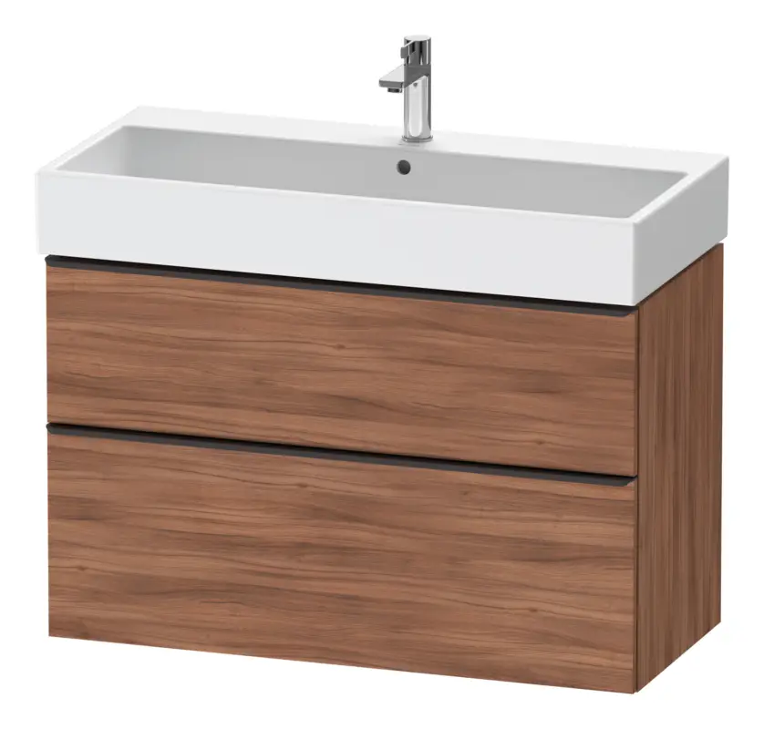 Duravit D-Neo Waschtischunterschrank mit 2 Auszügen Griff Diamantschwarz Matt 984 x 625 x 442 mm - Nussbaum Natur Matt Ausverkauf