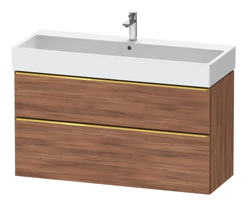 Sofort Bestellen Duravit D-Neo Waschtischunterschrank mit 2 Auszügen Griff Gold Poliert 1184 x 625 x 442 mm - Nussbaum Matt