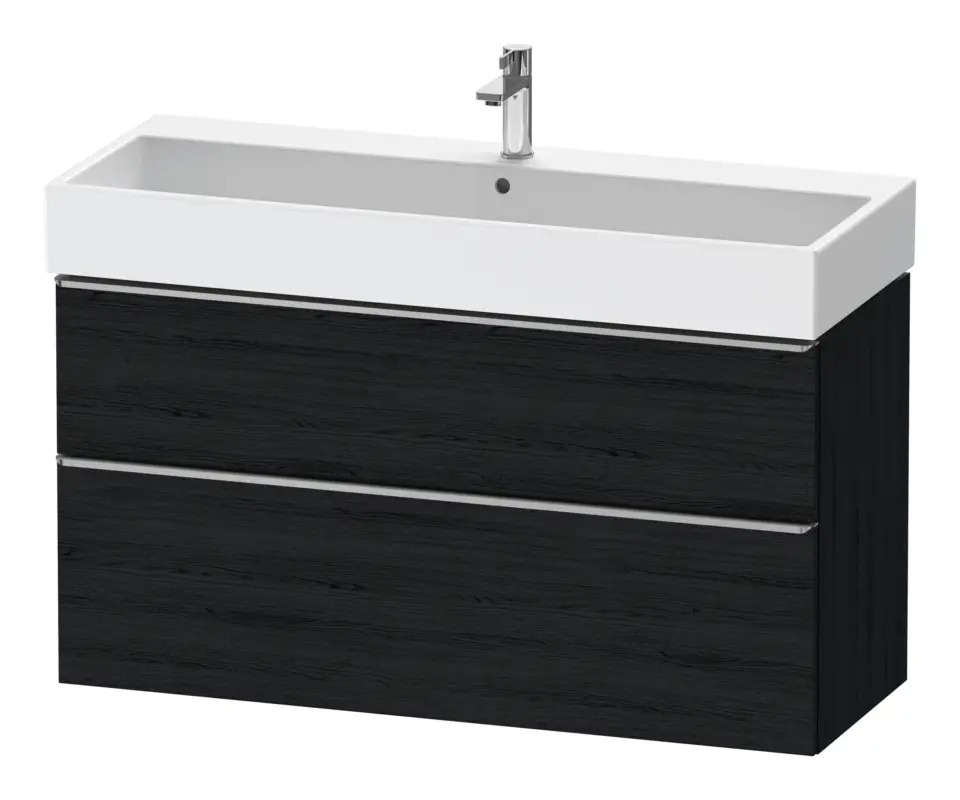 Duravit D-Neo Waschtischunterschrank mit 2 Auszügen Griff Edelstahl Gebürstet 1184 x 625 x 442 mm - Eiche Schwarz Matt Garantierte Lieferung