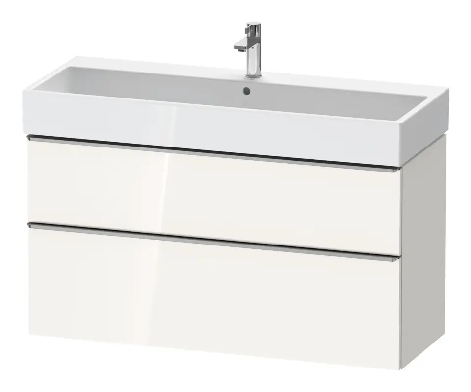 Duravit D-Neo Waschtischunterschrank mit 2 Auszügen Griff Edelstahl Gebürstet 1184 x 625 x 442 mm - Weiß Hochglanz Markenware