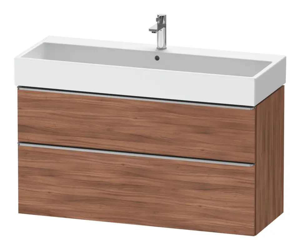 Duravit D-Neo Waschtischunterschrank mit 2 Auszügen Griff Edelstahl Gebürstet 1184 x 625 x 442 mm - Nussbaum Matt Sichere Zahlung
