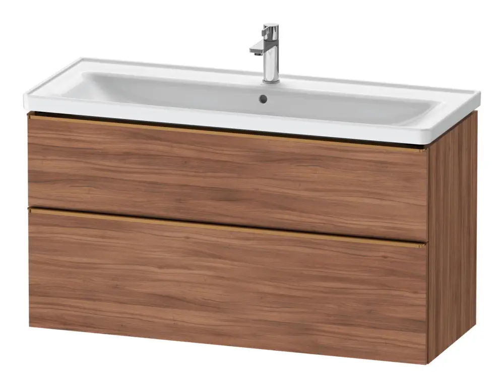 Duravit D-Neo Waschtischunterschrank mit 2 Auszügen Griff Bronze Gebürstet 1184 x 625 x 452 mm - Nussbaum Matt Top-Seller